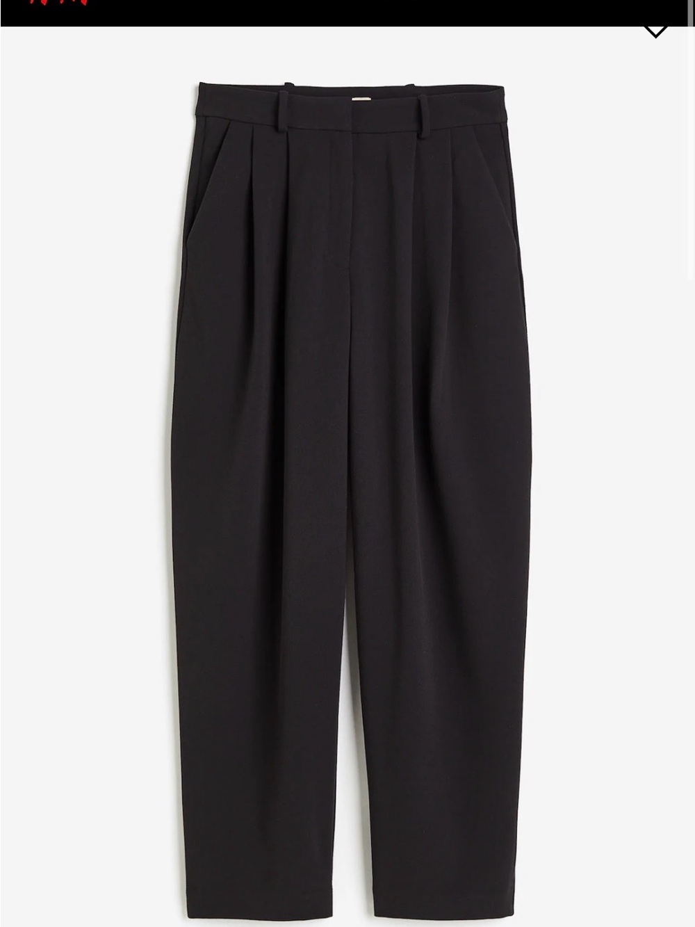 H&M Black Pleated High-Waist Trousers